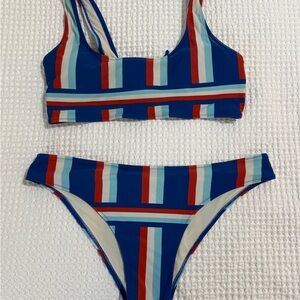 Cupshe Blue and Red Striped Bikini